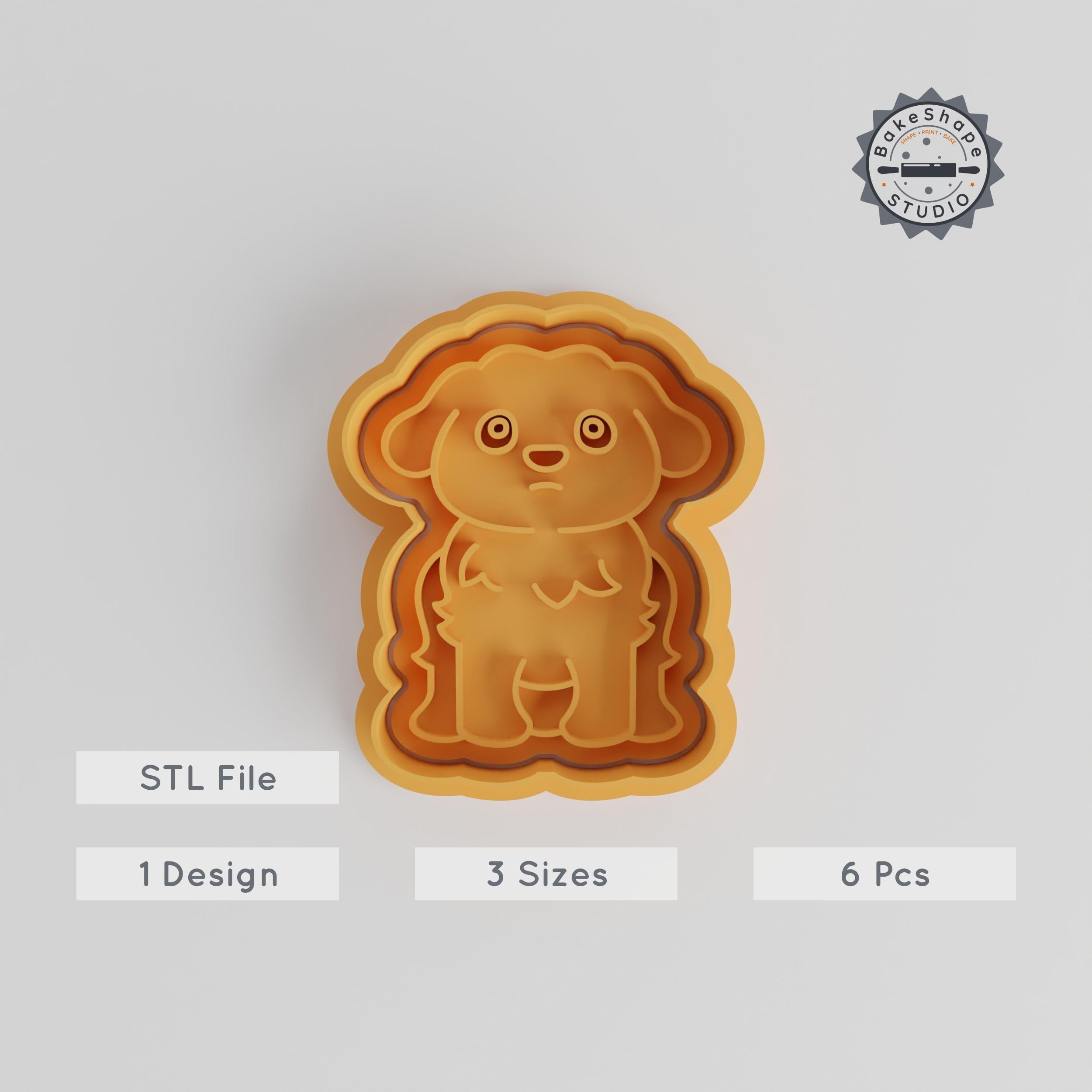 Maltese Dog Shape Cutter & Stamp Set, Fondant & Cookie Tool, Includes 3 Sizes (S/M/L), Cute Pet Theme, 6 Pieces PRODUCT_5342 3d model