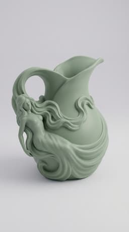 Art Nouveau Mermaid Vase STL – Flowing Siren Sculptural Pitcher Planter 3d model