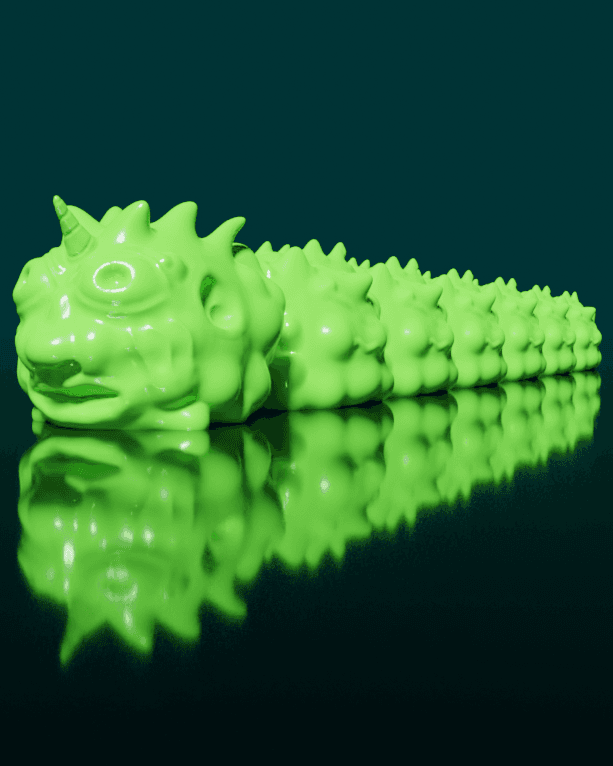 Unipillar Flexi - Articulated Caterpillar like monster with horn. - Print in place - support free. 3d model