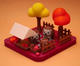 Hedgehog Apple Market 3d model