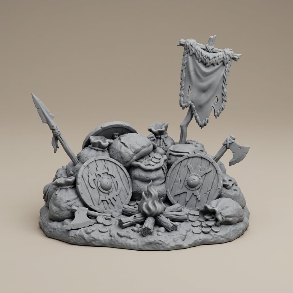Iris and Orin - Loot Pile Marker STL - Brute Raider Camp 3d model