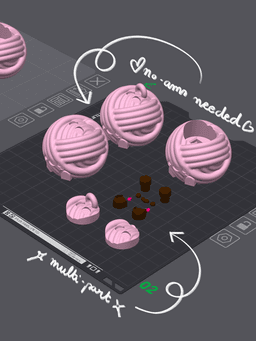 Cute Articulated & Clicker Yarn Ball | No AMS | Print-in-place | Support-free 3d model
