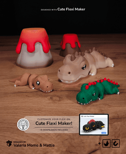 Cute Flexi T-Rex + Cute Flexi Maker Access 3d model