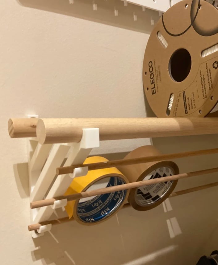 Dowel Rod Filament Spool Shelf 3d model