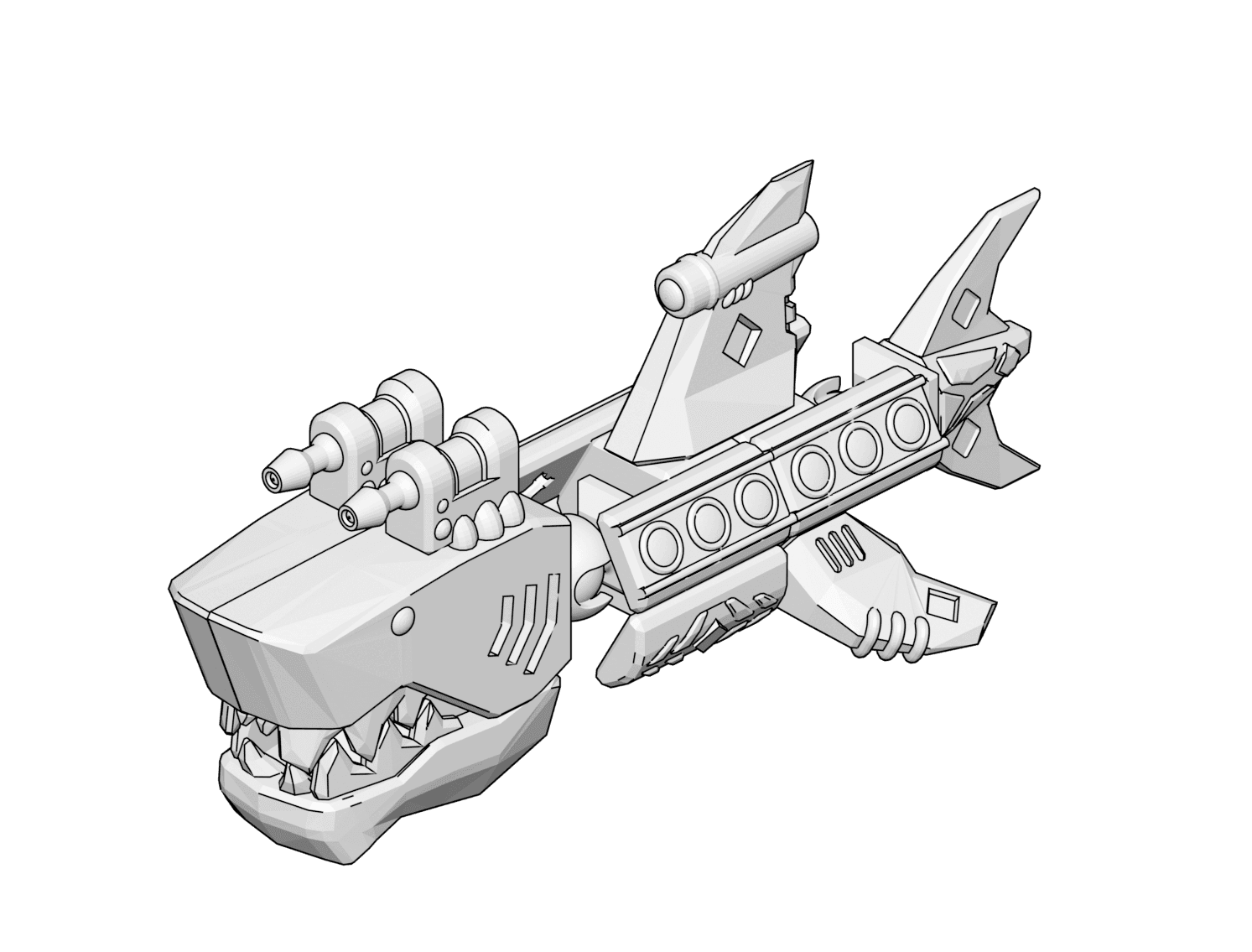 PrintABlok Shark Articulated Robot Construction Toy 3d model