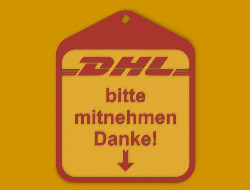 DHL bitte mitnehmen / abholen Schild 3d model