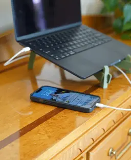 Portable Laptop Stand - Print in Place Collapsing Laptop Stand with Cable Coil 3d model