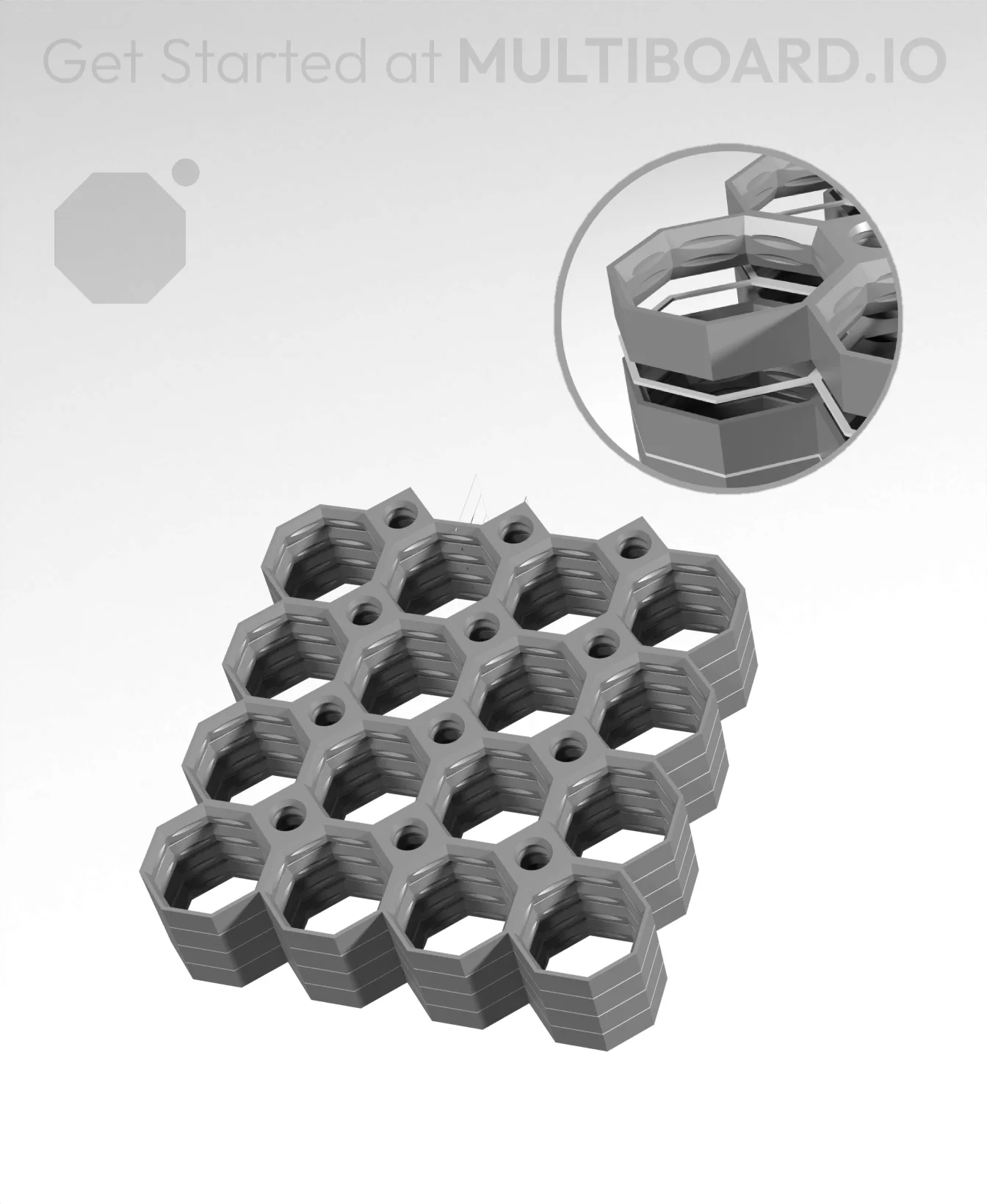 4x4 Multiboard Side Legacy Tile - x4 Multi-Material Stack 3d model