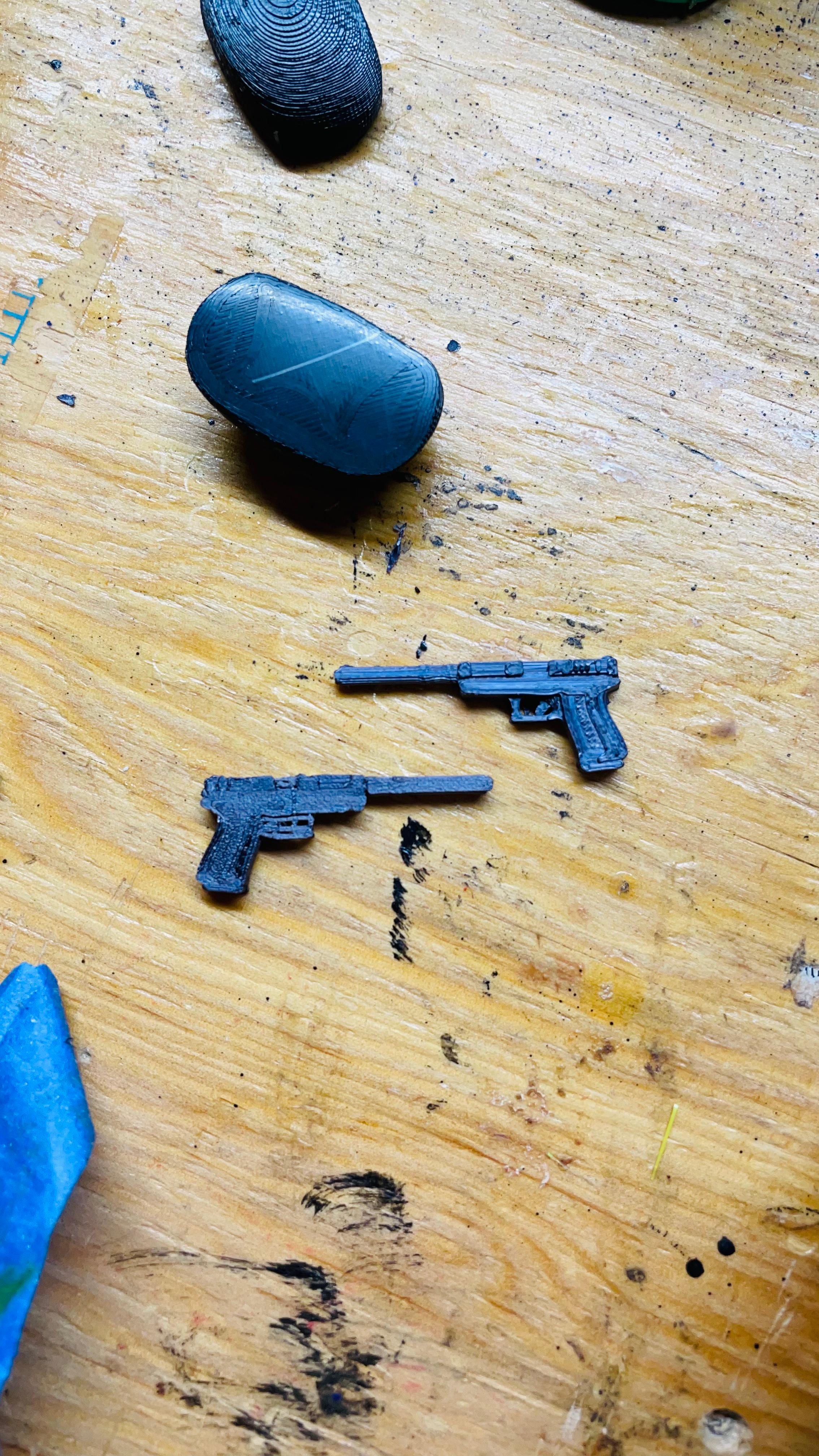 gun.stl - Looks great on one side, the other side is flat but could be(probably is!) because I am new to 3d printing. Thanks for the model we really appreciate it.  - 3d model