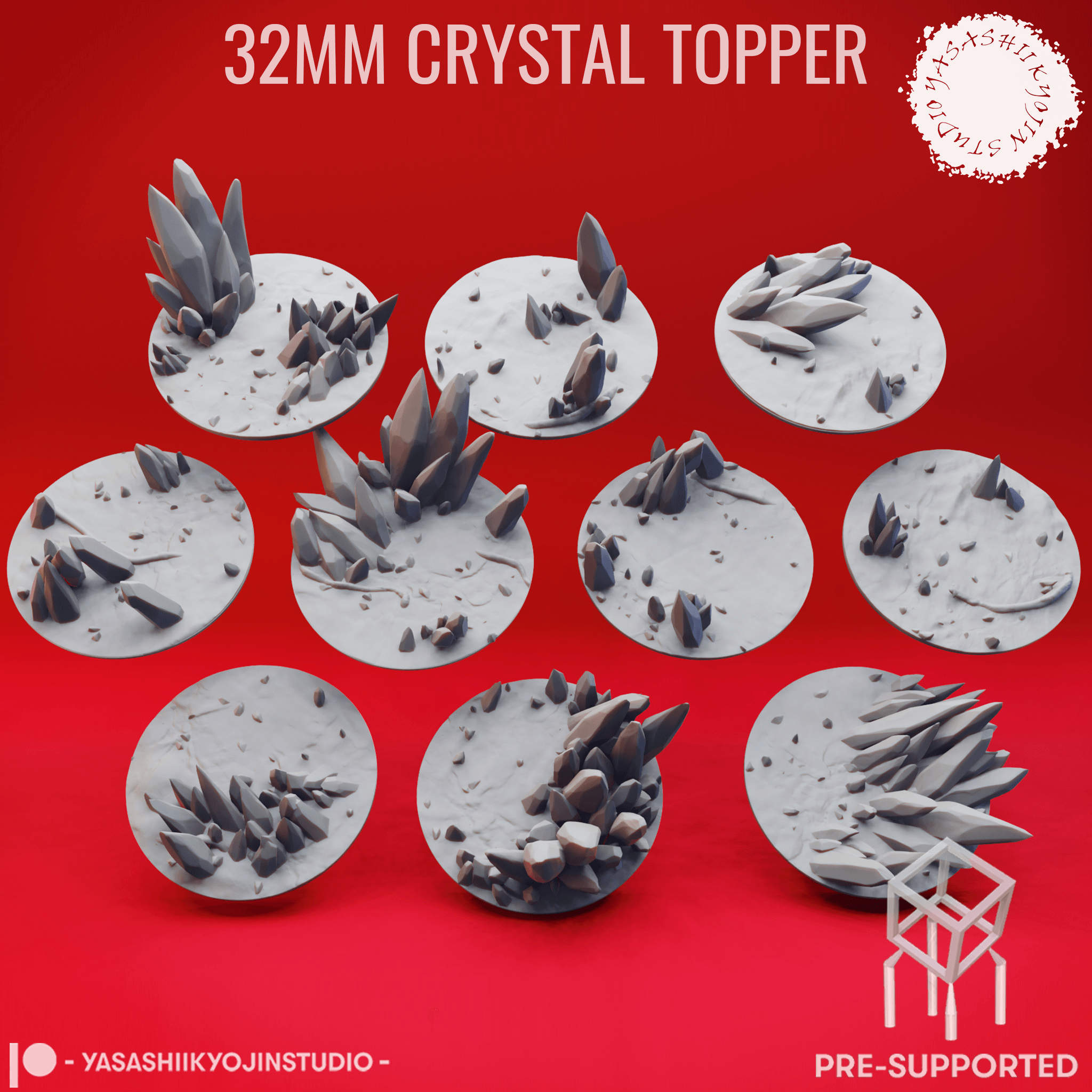 Basing Toppers - Crystal - 32mm (Pre-Supported) 3d model