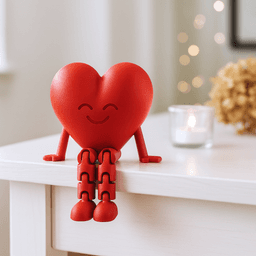 Happy Heart Flexi Figure | Articulated Valentine’s Day Gift | Cute Love Desk Decor 3d model
