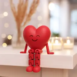Happy Heart Flexi Figure | Articulated Valentine’s Day Gift | Cute Love Desk Decor 3d model