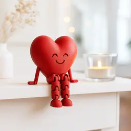 Happy Heart Flexi Figure | Articulated Valentine’s Day Gift | Cute Love Desk Decor 3d model