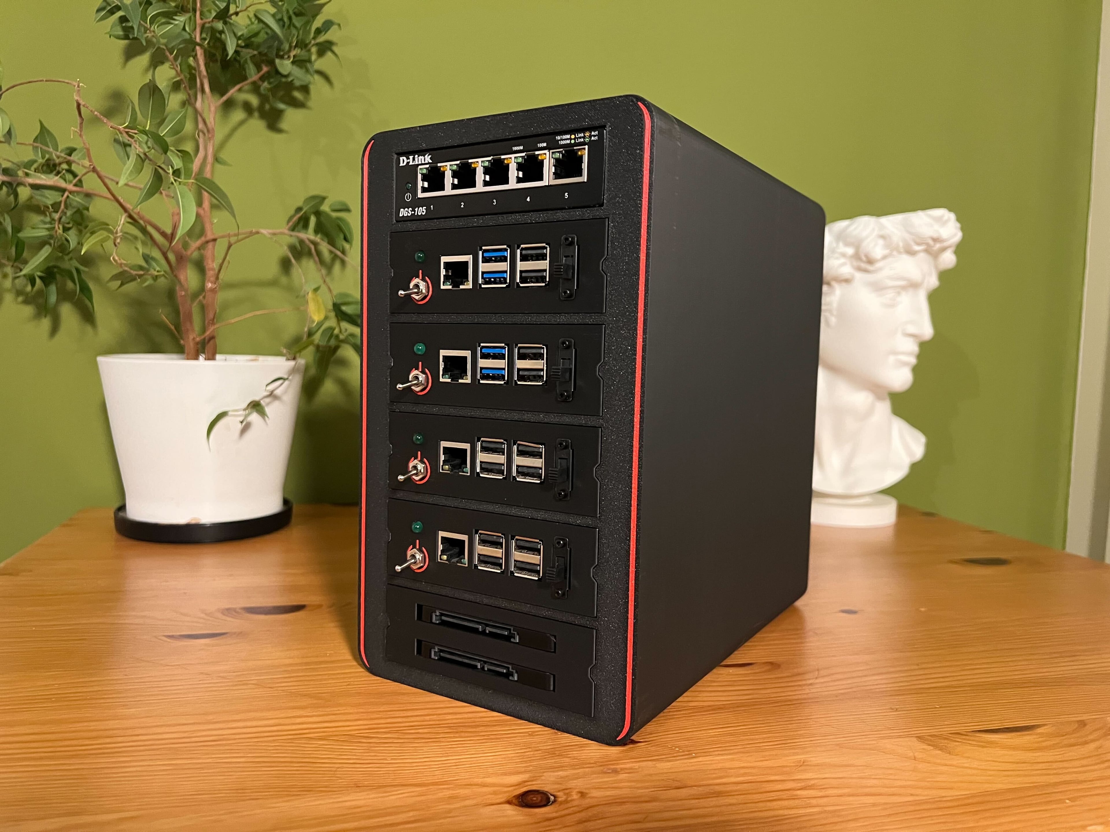 Raspberry Pi 4-Node Cluster Case 3d model
