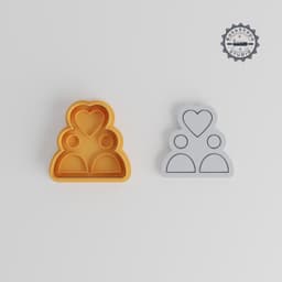 Lovers Shape Cutter & Stamp Set, Cookie & Fondant Tool, Adoring Couple, 3 Sizes, S/M/L, 6 Piece Collection PRODUCT_226 3d model
