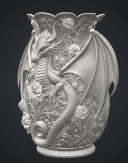 Emerald Rose Dragon Vase STL for 3D Print 3d model