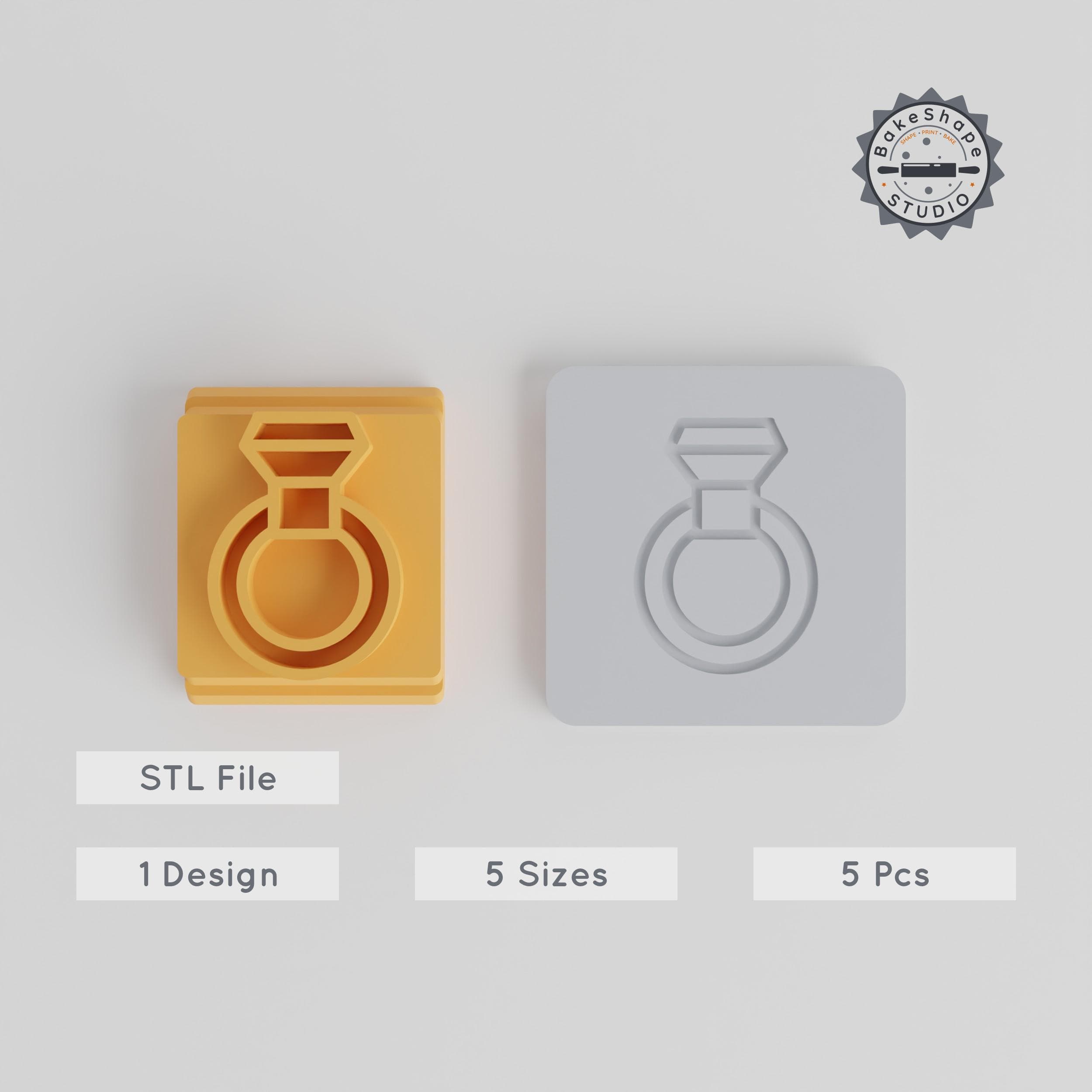 Diamond Ring Stamp Tile, Motif Sizes 20-40mm, Perfect for Clay, Cookies & Fondant PRODUCT_2093 3d model