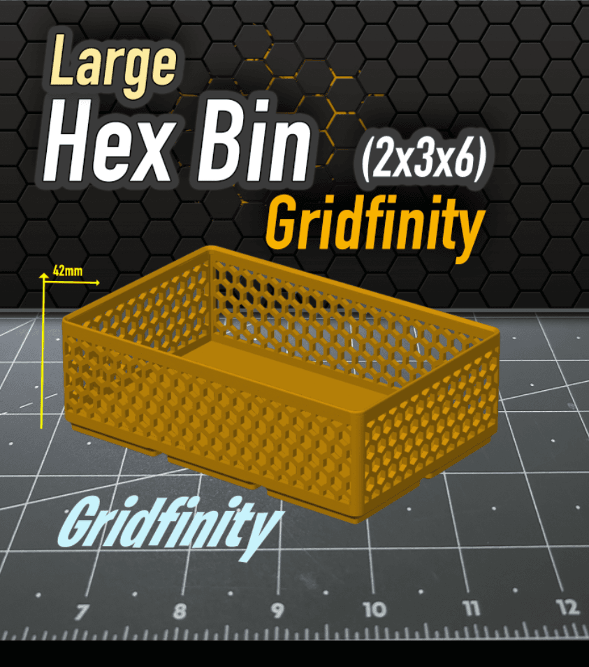 Hex Bin Gridfinity 2x3x6 3d model