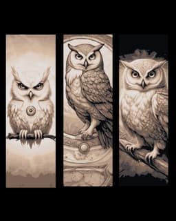 Sketches of the night watchmen - the mysterious Owl - set of bookmarks 3d model