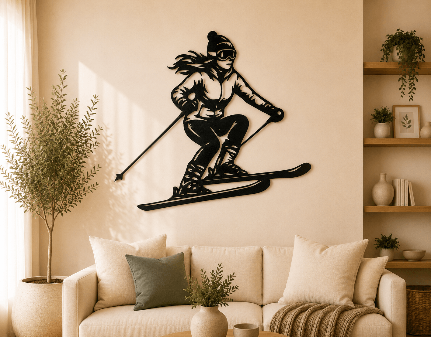 Female Skier Action 2D Wall Art.stl 3d model
