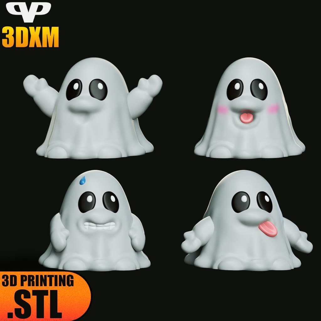 Cute Ghosts Chibi STL for 3D Printing ChibiSTL 3DXM 3d model