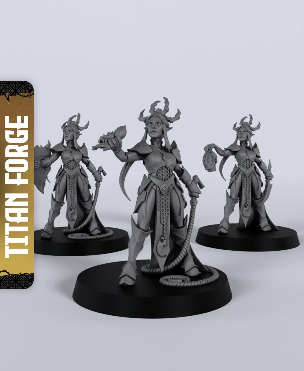 Drow Female Cleric - With Free Dragon - 5e DnD Inspired for RPG and Wargamers 3d model