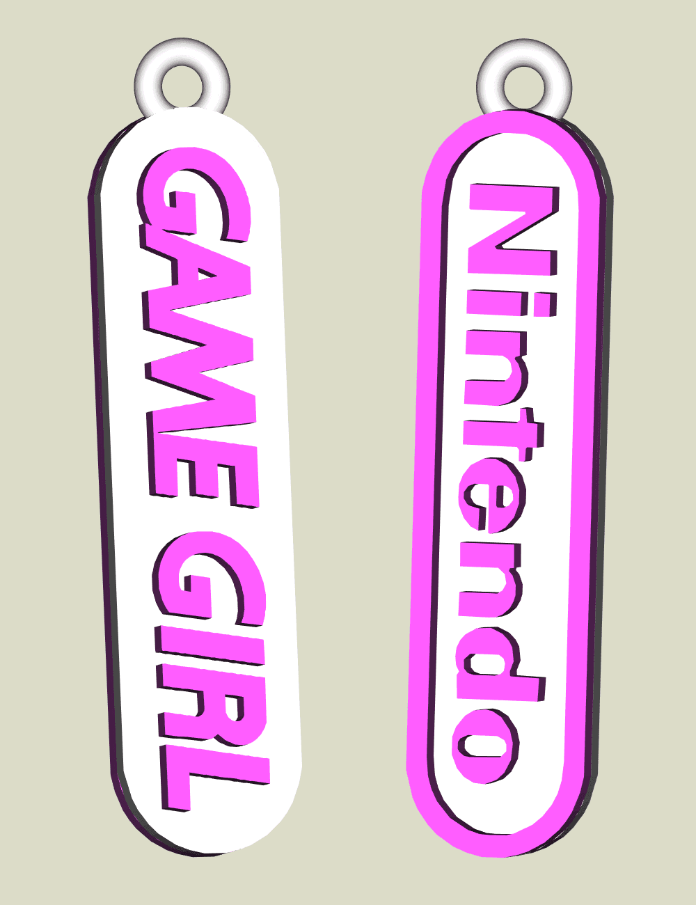 Nintendo Game Girl earring, key chain, dogtag, jewlery 3d model