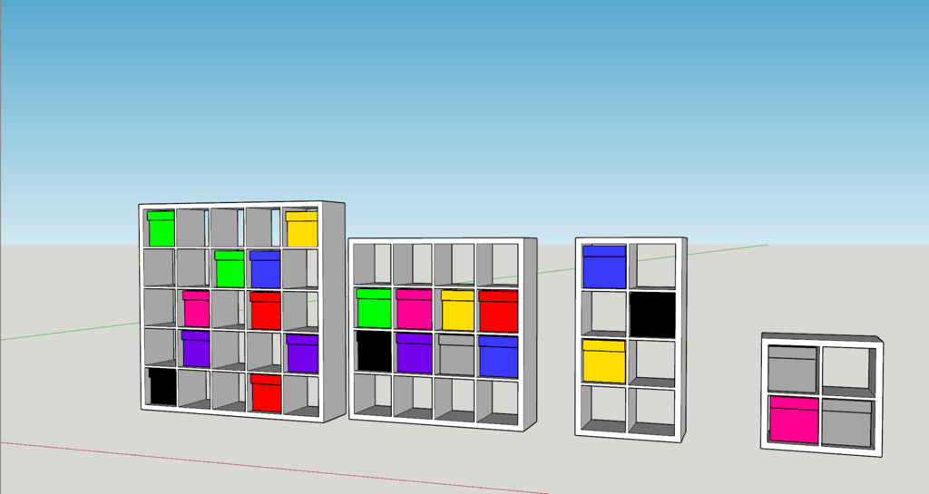 Model Ikea Kallax with small storage box, various sizes 3d model