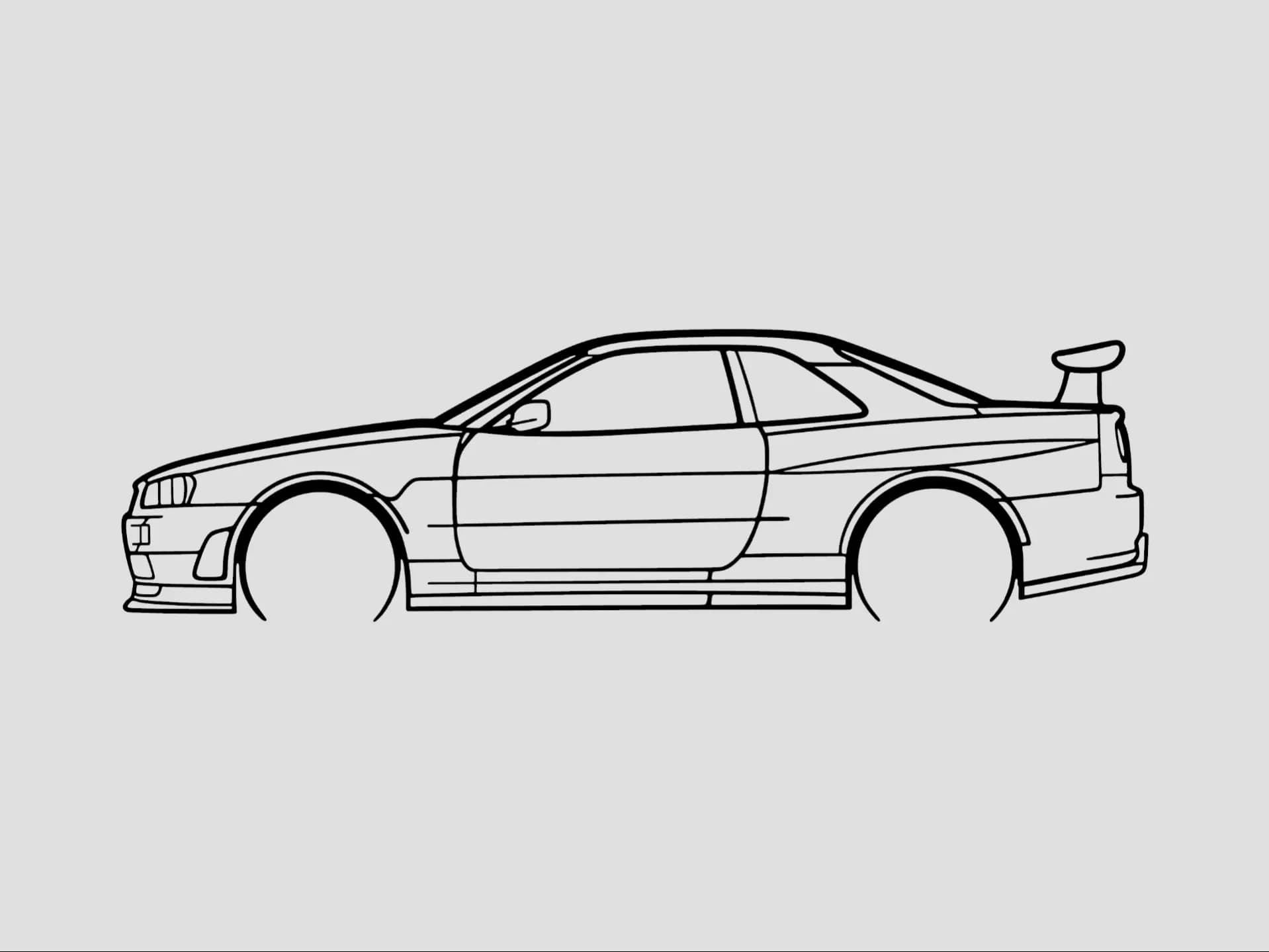 Nissan GT-R R34 Silhouette Wall Art 3d model