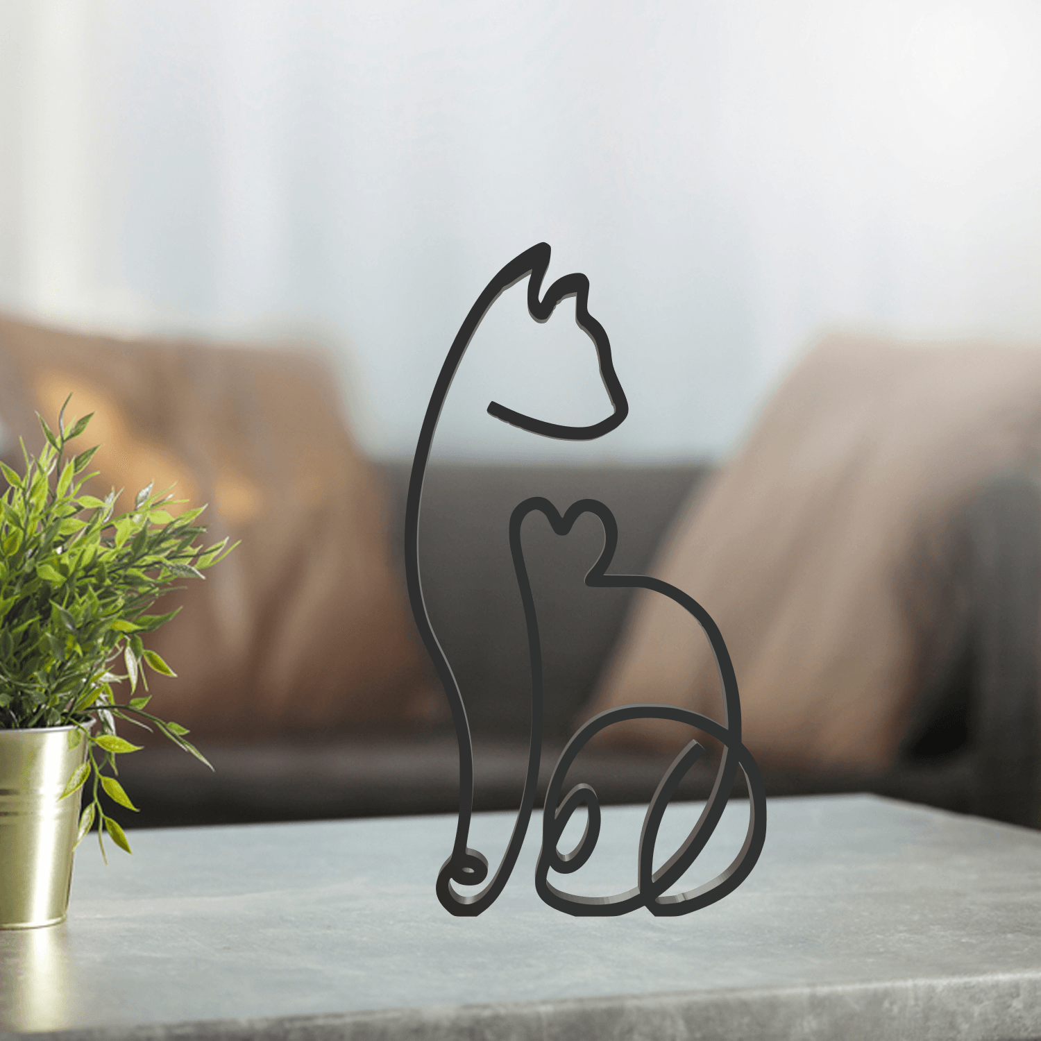 Cat Line Art, Modern, Minimalist 3d model
