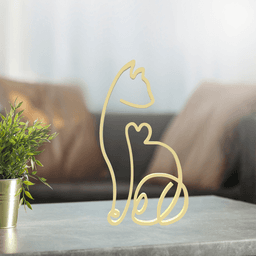 Cat Line Art, Modern, Minimalist 3d model