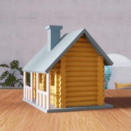 Log Cabin House - Rustic Wooden Cottage 3d model