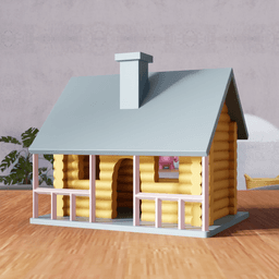 Log Cabin House - Rustic Wooden Cottage 3d model