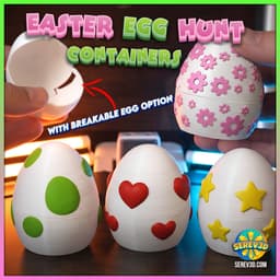 7 Snap Twist Reusable Egg Containers (Easter Egg Hunt Mega Pack) - Patterned & Blank, No Supports ST 3d model