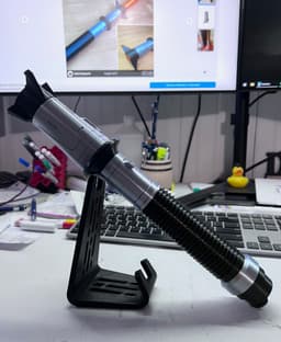 The length of the lightsaber has a real nice feel to it. The lightsaber holder is a temporary thing only to take the picture. 3d model