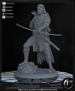 Tanis HalfElf - 400mm Display Model - Supported & Unsupported Versions 3d model