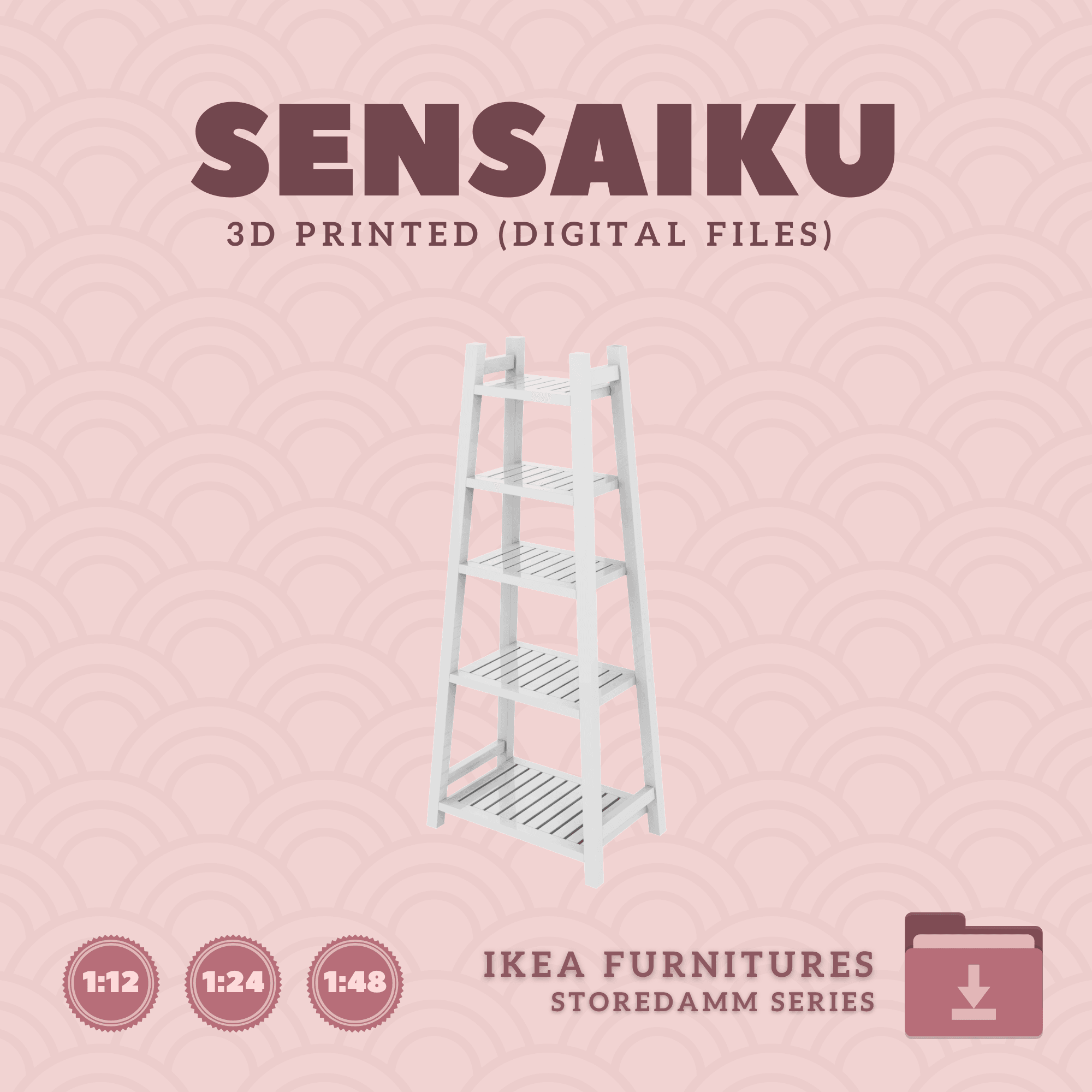 Miniature Replica 03. STOREDAMM Shelf Unit V2 for Miniature Dollhouse - IKEA - 3D Print Instant Down 3d model