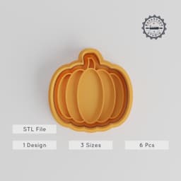 Pumpkin Shape Cutter & Stamp Set, 6-Piece Halloween Cookie & Fondant Decorators, Spooky Gourd Design, S/M/L Sizes, Trick or Treat Accessories PRODUCT_4338 3d model