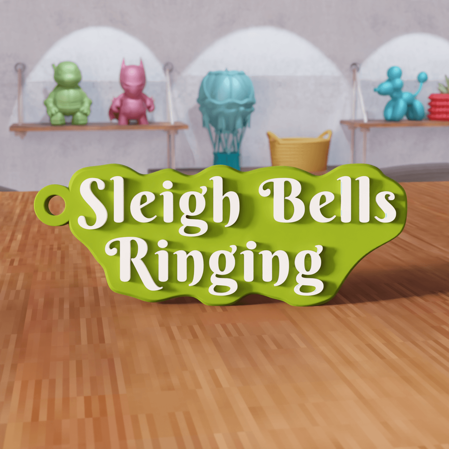 Sleigh Bells Ringing Christmas Keychain 3d model