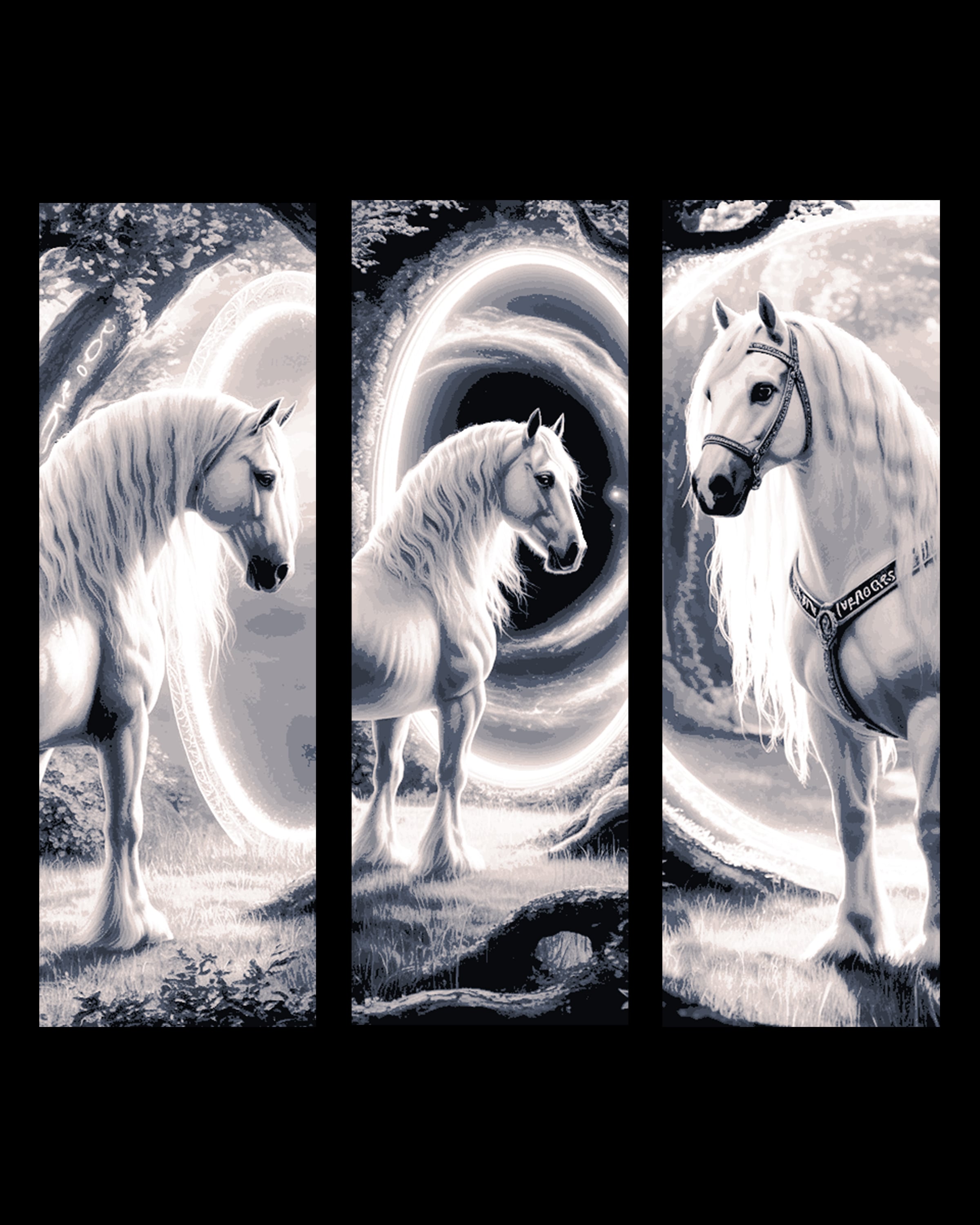 Mystical horse and the Norse Gateway to the Universe - Set of bookmarks 3d model