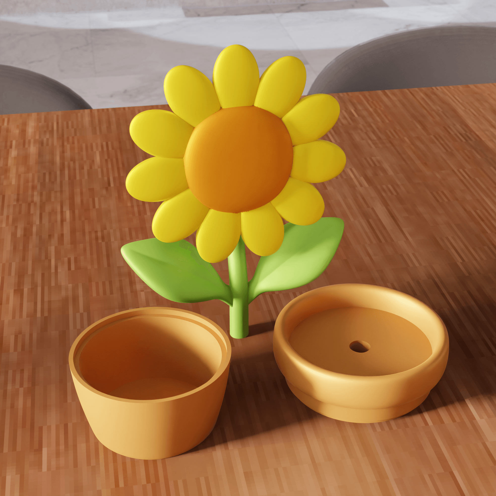 Modular Sunflower Decorative Storage Box 3d model