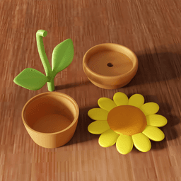 Modular Sunflower Decorative Storage Box 3d model