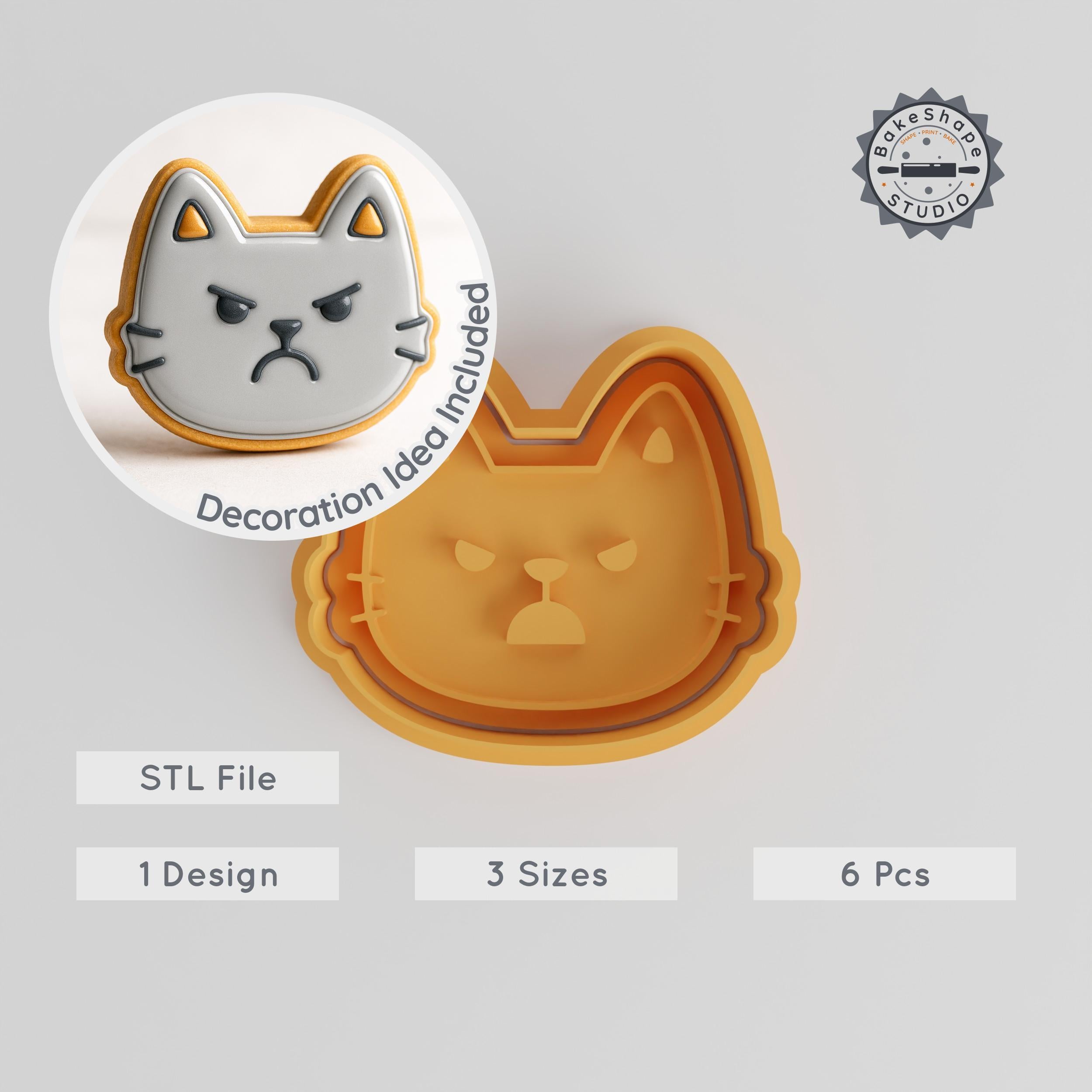 Angry Face Cookie Shape Cutter & Stamp, Set of 6, Perfect for Cookies & Fondant, Mad & Furious Designs, Sizes S/M/L PRODUCT_810 3d model