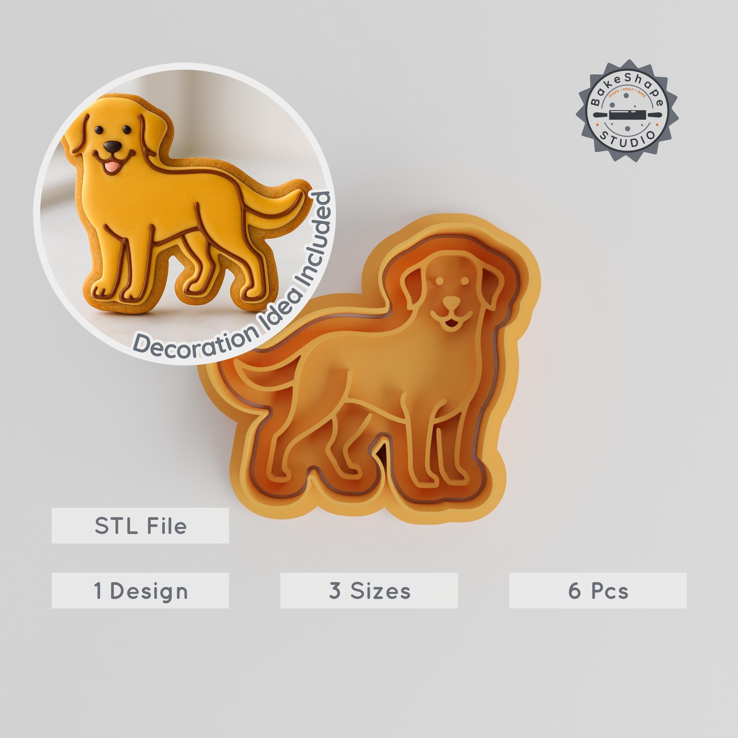 Golden Retriever Cookie Cutter & Stamp, 6-Piece Set for Fondant, S/M/L, Dog & Puppy Designs PRODUCT_283 3d model