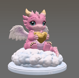 Cute Angel Dragon with Heart STL File 3D Print 3d model