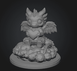 Cute Angel Dragon with Heart STL File 3D Print 3d model