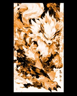 Fanart of the Pokémon Arcanine in a vintage Asian style - Hueforge art 3d model