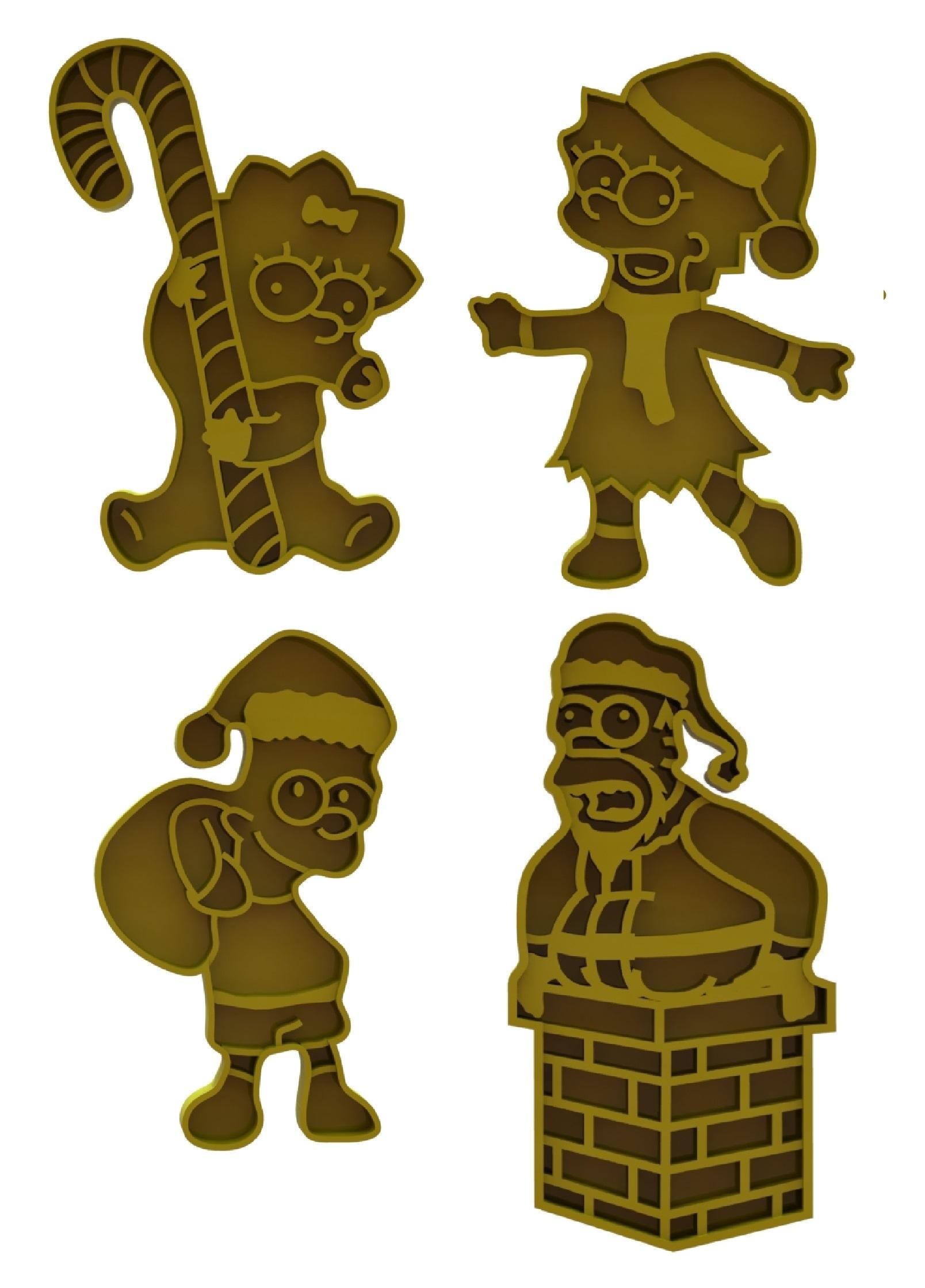 Christmas simpsons cookie cutters set 3d model