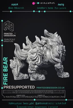 Fire Bear - Elemental Creature - PRE SUPPORTED - D&D - 32mm scale 3d model