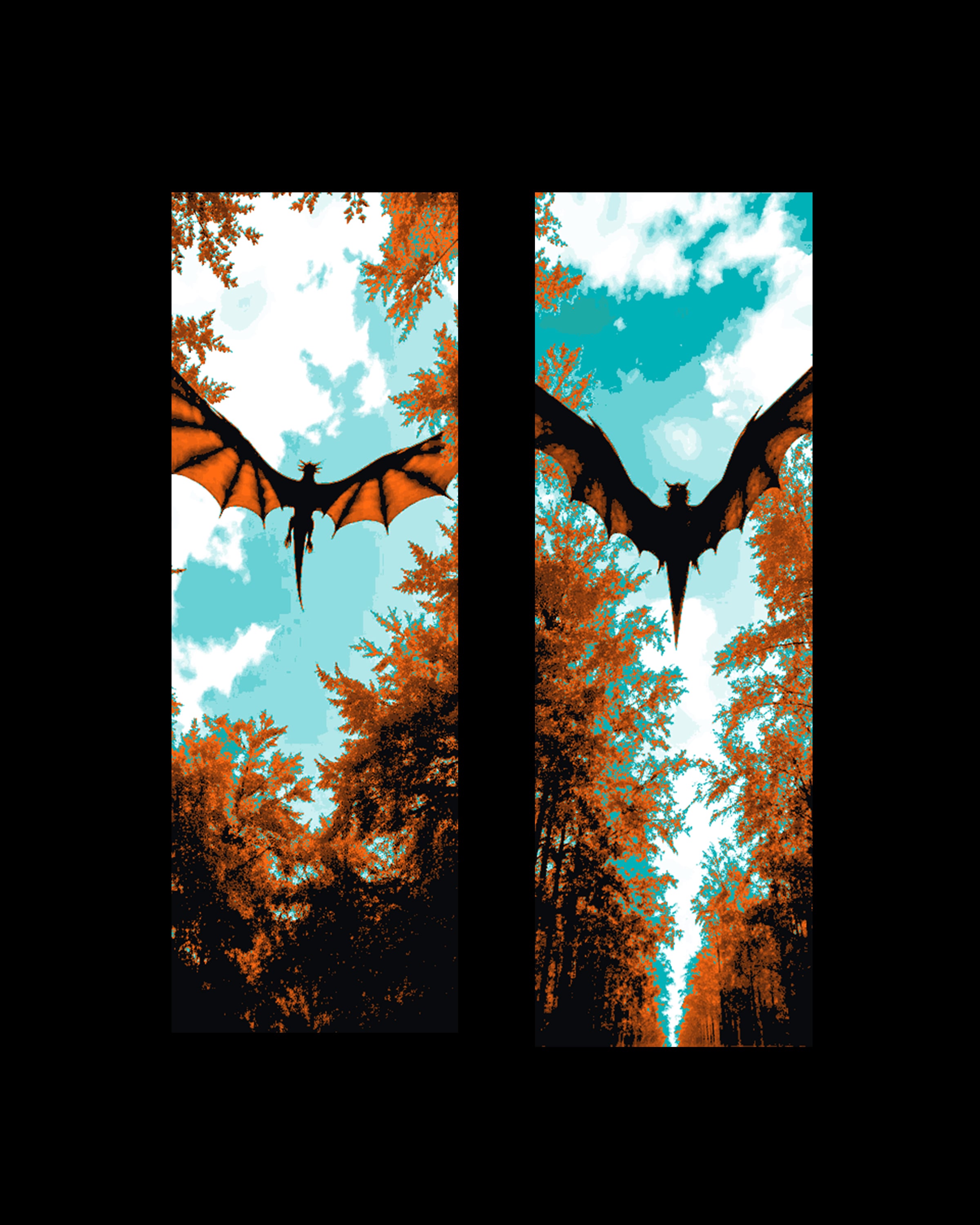 The flight of the dragon above the trees - Set of 2 bookmarks 3d model